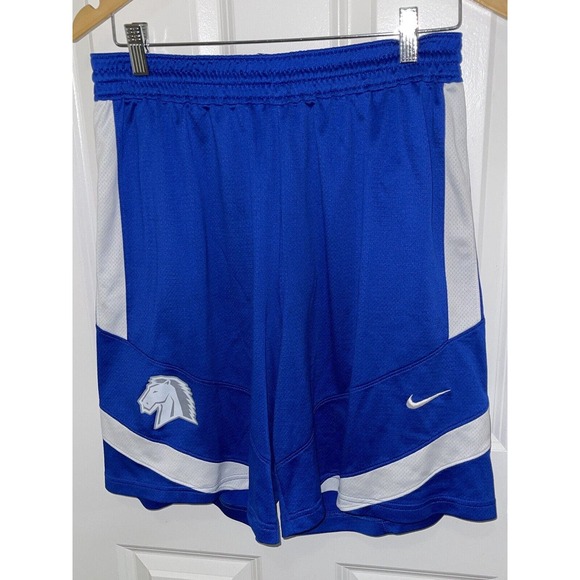 Men’s Nike Team Dri-Fit Shorts Men's Size Large Blue w/ White with Logo & Horse - Picture 1 of 8